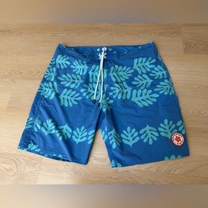 Toes On The Nose Board Shorts Men's Size 40 Swim Surf Trunks Blue Mauna Kea